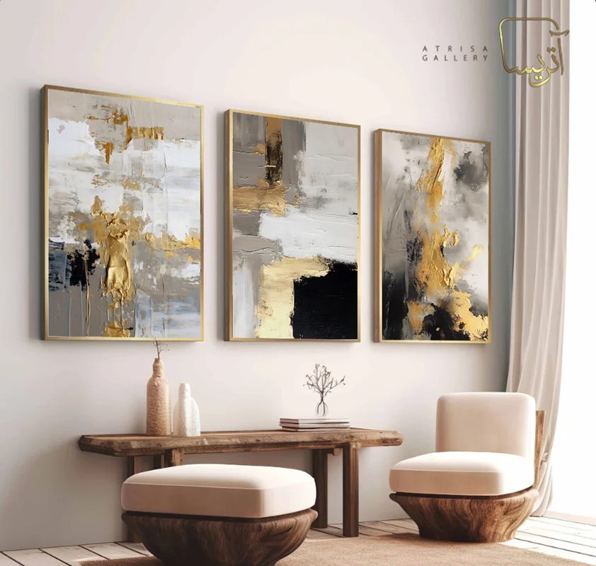 تابلو دکوراتیو طرح آبستره مجموعه سه عددی