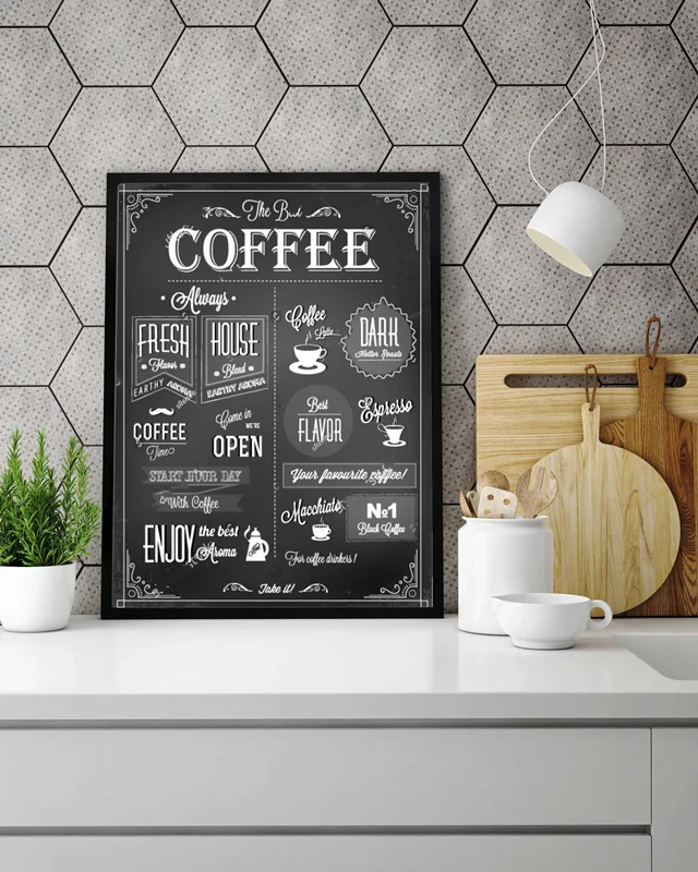 تابلو آشپزخانه coffee menu black