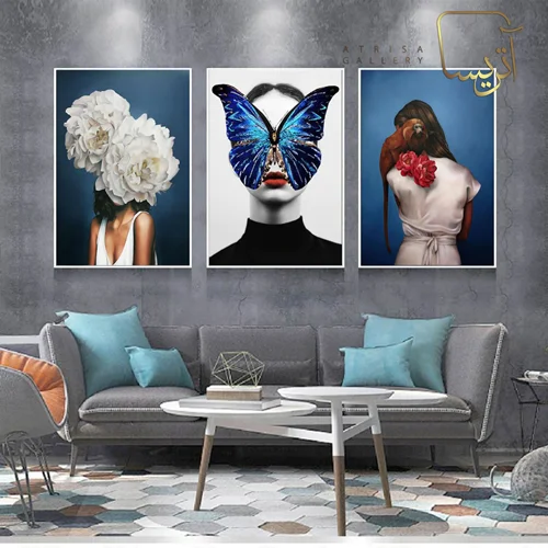 تابلو طرح دختر و پروانه مدرن